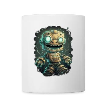 Robot steampunk aux yeux brillants - Mug blanc - blanc - Devant