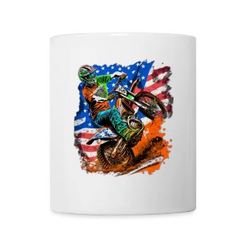 Drapeau américain Motocross Splash - Mug blanc - blanc - Devant