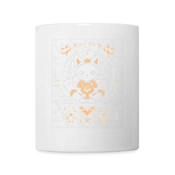 Kosmische Katze im Kristall-Mandala - Tasse - Weiß - Vorne