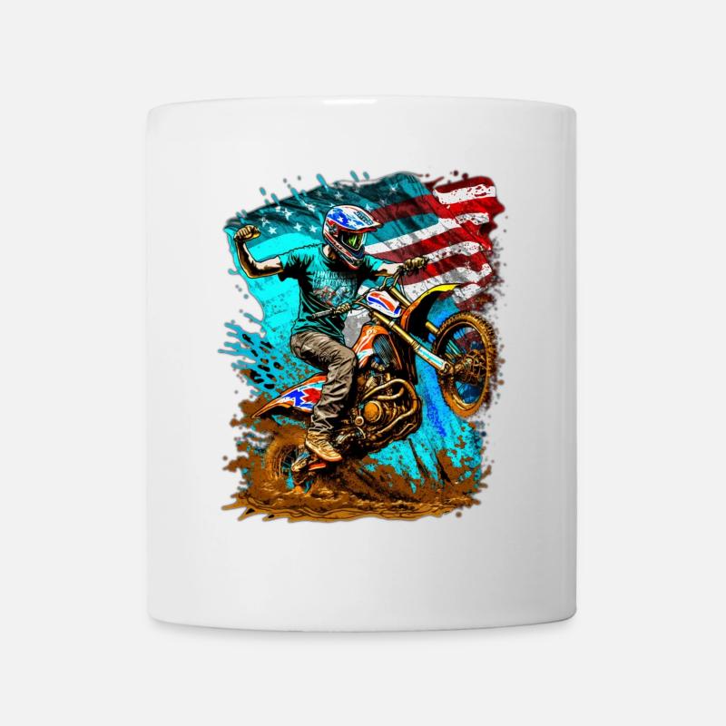 Drapeau américain Moto Splash - Mug blanc - blanc