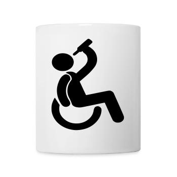 Trinkender Rollstuhlfahrer Humor-Symbol # - Tasse - Weiß - Vorne
