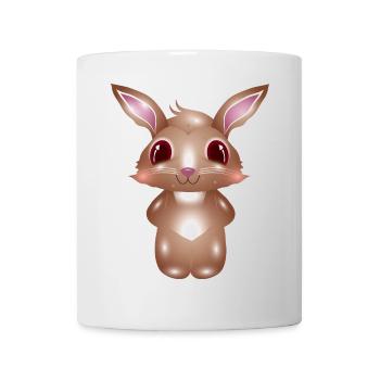 niedlicher Hase mit rosa Wangen im Comic Stil - Tasse - Weiß - Vorne