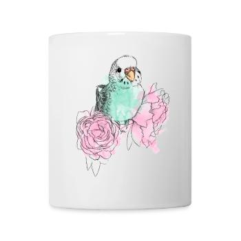 Budgerigars and peonies - Mug - white - Front