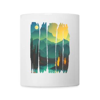 Paysage Feu de camp Forêt - Mug blanc - blanc - Devant