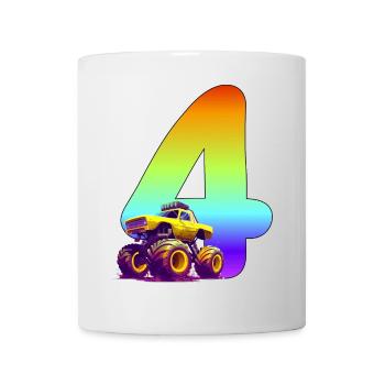 Monster Truck 4ème anniversaire 4 ans cadeau - Mug blanc - blanc - Devant