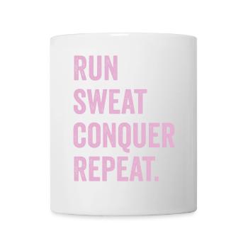 Run. Sweat. Conquer. Repeat. - Mug - white - Front