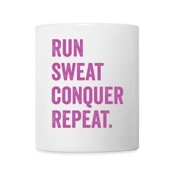 Run. Sweat. Conquer. Repeat. - Mug - white - Front