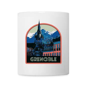 Illustration emblematic view of Grenoble - Mug - white - Front