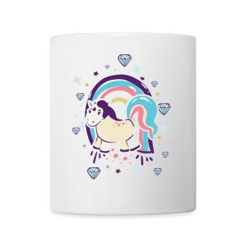 Pastellfarbene Einhorn Regenbogen Diamanten - Tasse - Weiß - Vorne