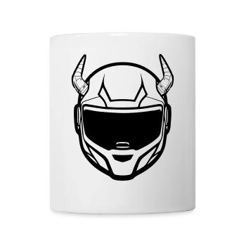 Motocross Motorradhelm mit zwei Hörnern - Tasse - Weiß - Vorne