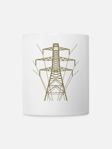 Weiße Strommast-Silhouette - Tasse - Weiß
