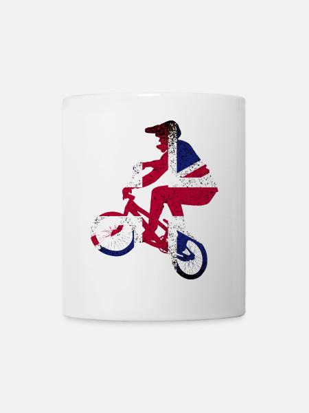 Union Jack Radfahrer-Silhouette - Tasse - Weiß