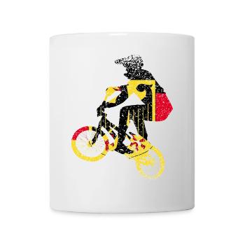 Geometrischer Radfahrer auf Lastfahrrad - Tasse - Weiß - Vorne