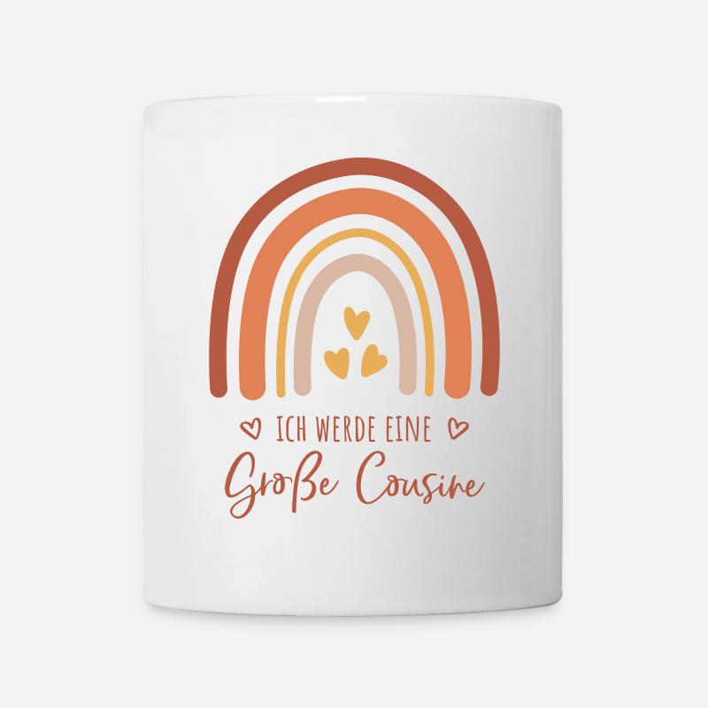 Ich werde eine große Cousine / Boho Regenbogen - Tasse - Weiß