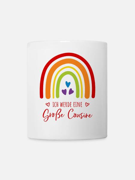 Ich werde eine große Cousine Regenbogen - Tasse - Weiß