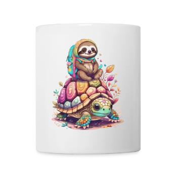 Faultier und Schildkröte im Urlaub - Tasse - Weiß - Vorne