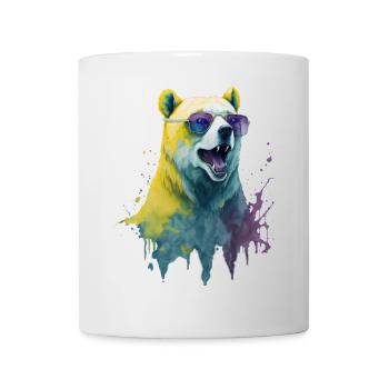 Cool polar bear with sunglasses, portrait - Mug - white - Front