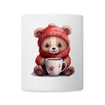 Cute bear with a cup of hot cocoa - Mug - white - Front