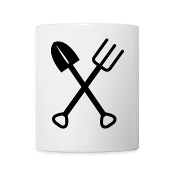 Spaten Harke Rechen Symbol Garten Symbol Werkzeuge - Tasse - Weiß - Vorne