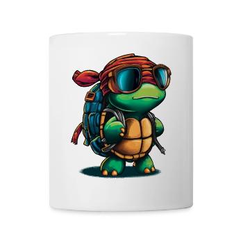 Abenteuerschildkröte mit Sonnenbrille und Rucksack - Tasse - Weiß - Vorne
