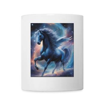 Pegasos (Pegasus) im Weltall - Weltenwanderer - Tasse - Weiß - Vorne