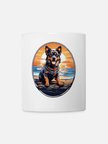 Hund am Strand - Tasse - Weiß