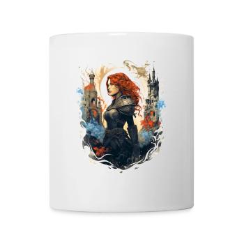 Maître d’épée aux cheveux roux devant un château - Mug blanc - blanc - Devant