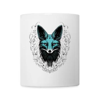 Mystischer Fuchs Türkis Waldtier Tattoo Look - Tasse - Weiß - Vorne