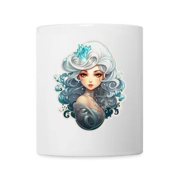 Magicien de cristal avec une chemise de jeu de rôle aux cheveux blancs - Mug blanc - blanc - Devant