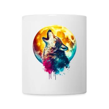 Wolf howls at the moon - Mug - white - Front