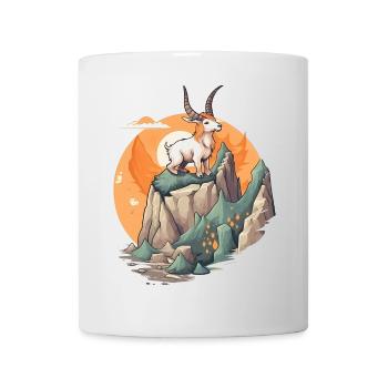 Gartenfreund Ziege auf Bergspitze - Tasse - Weiß - Vorne