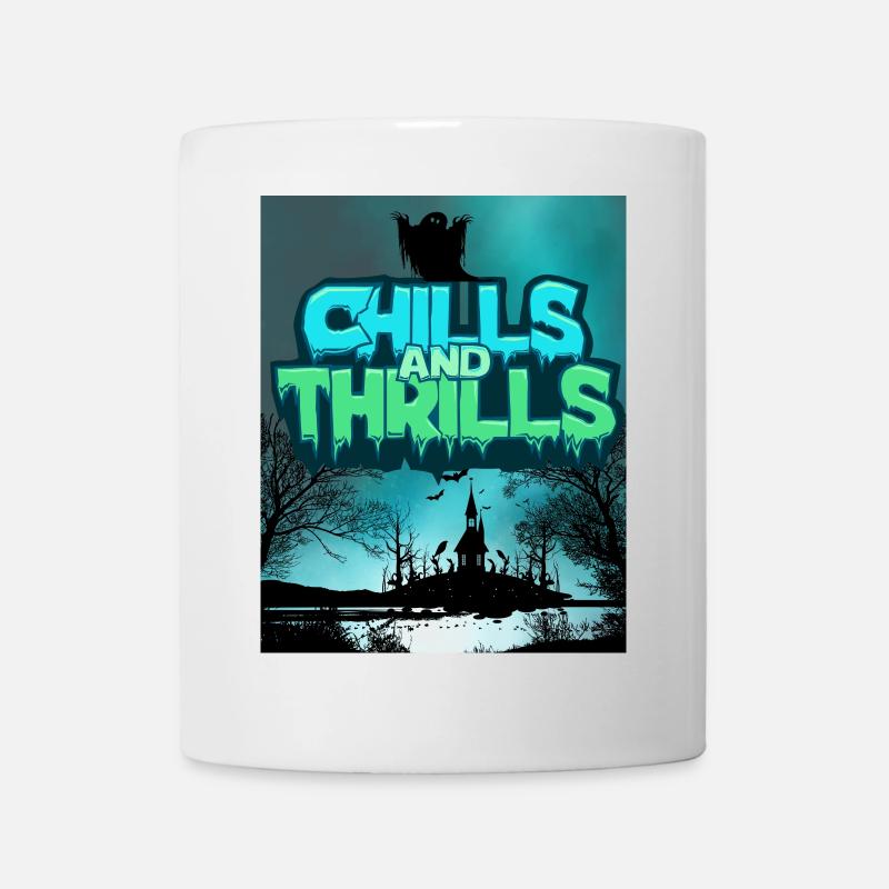 Dark creepy backdrop with lettering - Mug - white