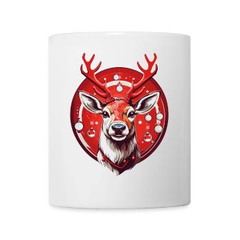 Rentier mit Weihnachtskugeln - Tasse - Weiß - Vorne