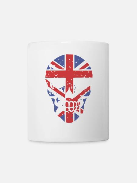 Skull with Union Jack Overlay - Mug - white