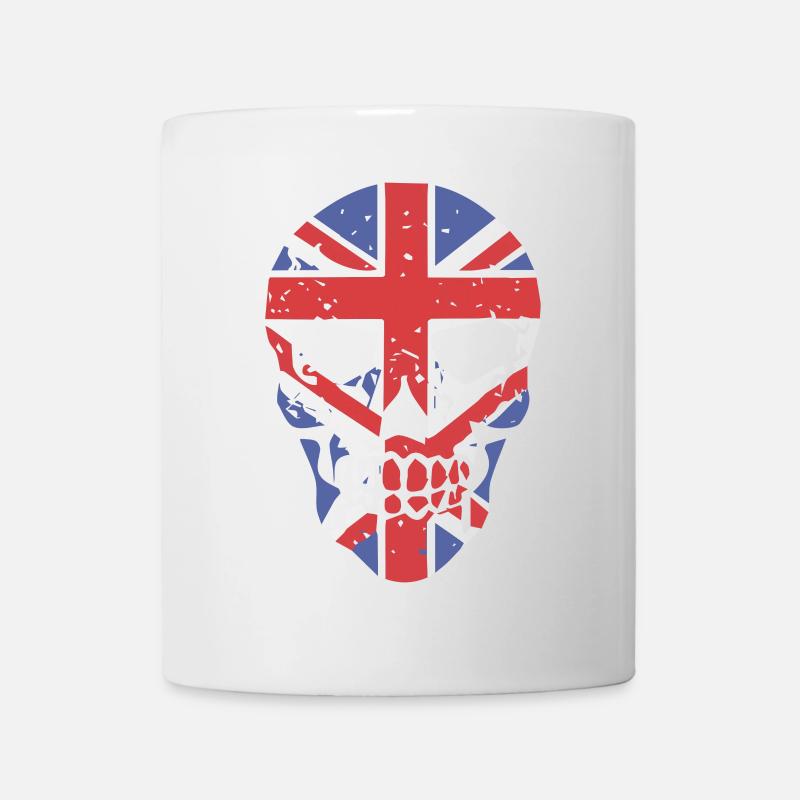 Skull with Union Jack Overlay - Mug - white