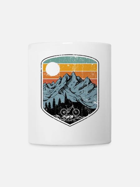 Sunset Mountainbike-Patch - Tasse - Weiß