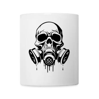 Skull with gas mask – dark urban art motif - Mug - white - Front