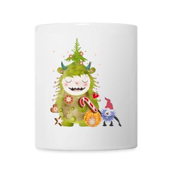 Un grand et un petit monstre célèbrent Noël - Mug blanc - blanc - Devant