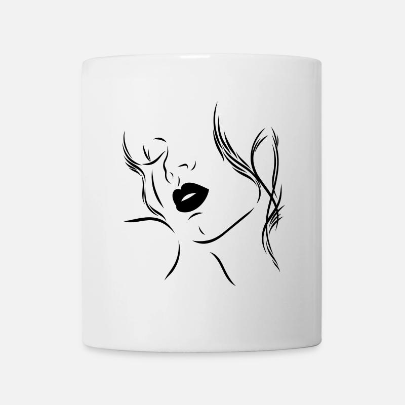 Feminine silhouette with sensual lips - Mug - white
