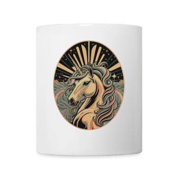 Licorne dans un cadre ovale Art déco - Mug blanc - blanc - Devant