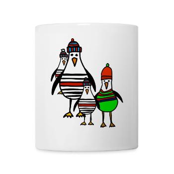 Streifige Pinguine im Winter - Tasse - Weiß - Vorne