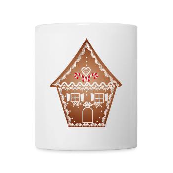 maison en pain d’épices joliment décorée pour Noël - Mug blanc - blanc - Devant