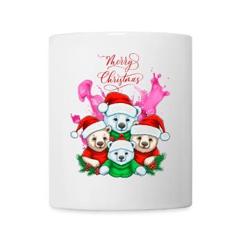 Festliches Eisbär Familie Weihnachtsdesign - Tasse - Weiß - Vorne