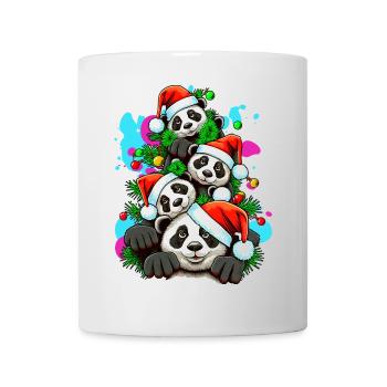 Festliche Panda-Feiertagsfeier - Tasse - Weiß - Vorne