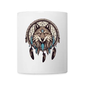 Traumfänger mit Wolf - Tasse - Weiß - Vorne
