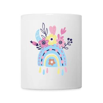 Pastell Regenbogen Blumen - Tasse - Weiß - Vorne