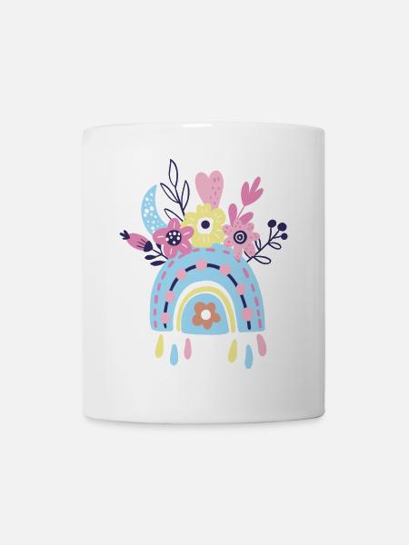 Pastell Regenbogen Blumen - Tasse - Weiß