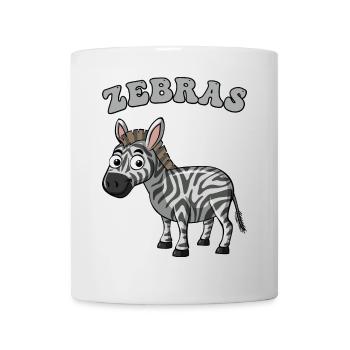 zèbre pop art dessin animé sur noir - Mug blanc - blanc - Devant