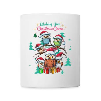 Festive Owl Christmas Cheer Design - Mug - white - Front