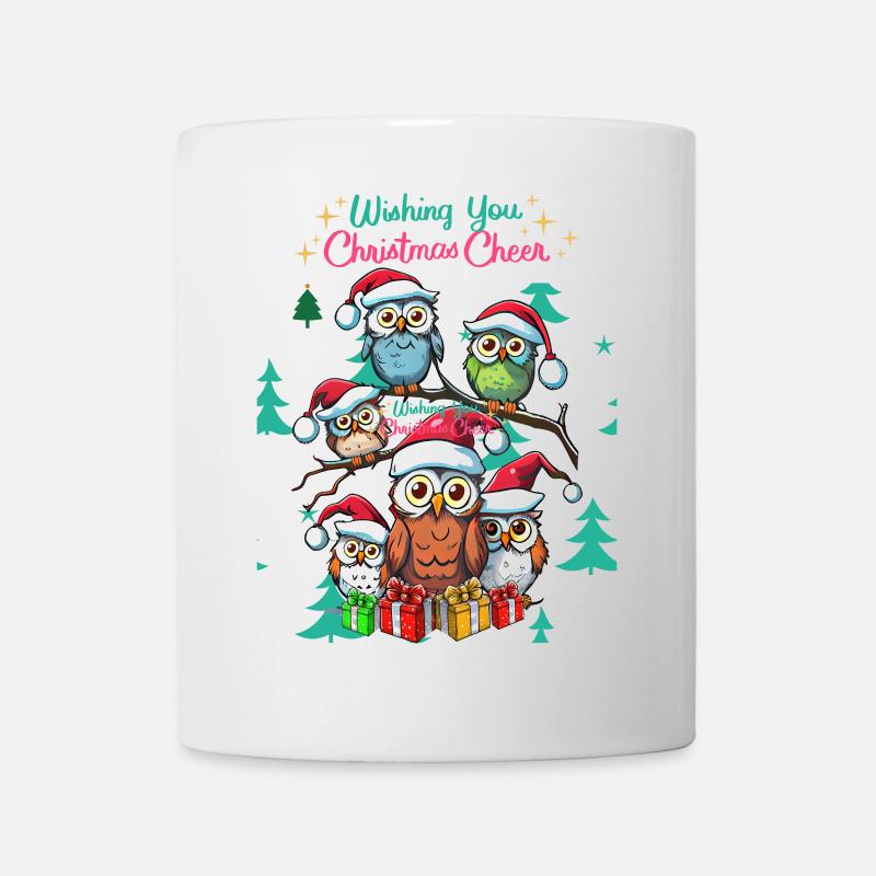 Festif hibou Noël cheer design - Mug blanc - blanc
